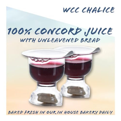 Chalice Prefilled Communion Cups 100 Count | Concord Grape Juice & Bread | Elegant Church-Ready Design | Tray & Seatback Pew Compatible - size: 100 Count (Pack of 1)