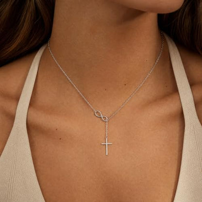 Mujahid S925 Sterling Silver Cross Necklace for Women