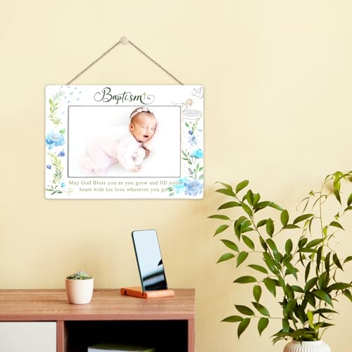 Baptism Gifts for Girl, Baptism Gifts for Boys, Baby Baptism Gift, Baptism Picture Frame, Baptism Gift for Godchild From Godparents-May God Bless You Wherever You Go, 4x6Inch Photo (Green) - color: Green