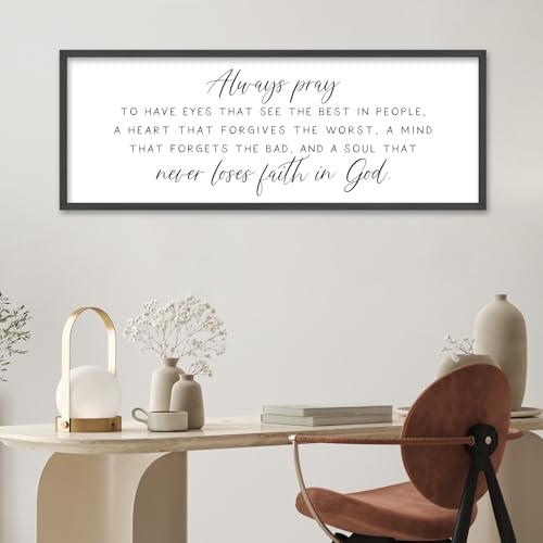 YWMZYKJGSA lways Pray Wall Decor To Have Eyes That See Sign, 32"×12", Black - color: Always pray (Black), size: 32"L x 12"W