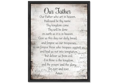 Floating Framed Our Father Prayer Decor the Lords Prayer Wall Art 12x16 In - color: Prayer-PS, size: 16"L x 12"W