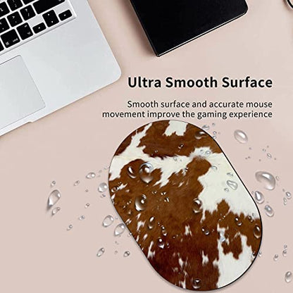 Brown Cow Print Pattern Mouse Pad and Coaster Combination, Washable Fabric Mouse Pad for Office Laptop, Non-Slip Rubber Base Mouse Pads for Wireless Mouse, Computer Mouse Pads for Desk - color: Brown Cow Print Pattern