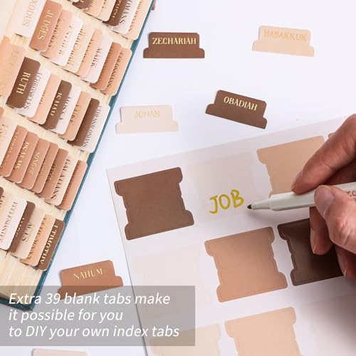 Laminated Bible Tabs for Women Men, Brown, Gold Foil Embossed Lettering - style: Gold Foil Morandi Brown