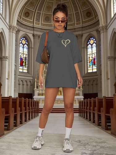 Christian Shirts for Women Oversized Faith Jesus Shirt Inspirational Tops - color: Greya, size: XX-Large