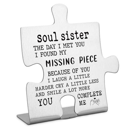 FOKCBOCM Thank You Gift Sisters Women Friend Sister Definition Birthday Gift Her Cute Graduation Christmas Friendship Gift Sister Engraved Block Puzzle Sister Present Funny Office Desk Decor - style: Soul sister
