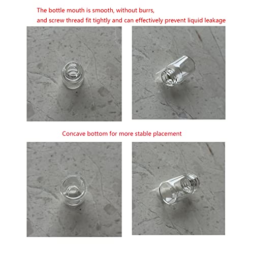 12PCS 2ml Clear Glass Small Vials with Screw Caps & Plastic Stoppers - size: 2ml