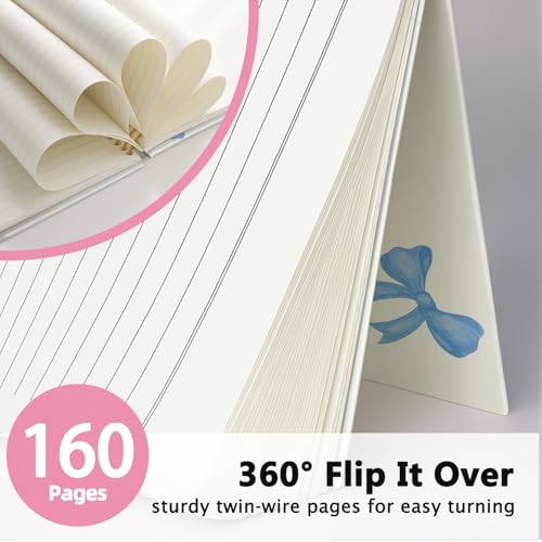 Preppy Blue Bow Christian Notebook Journal School Supplies for Women - color: Matthew 19:26 - Blue