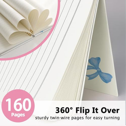 Preppy Blue Bow Christian Notebook Journal School Supplies for Women - color: Matthew 19:26 - Blue