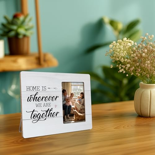 Housewarming Gifts Picture Frame, Family & New Home Gift, Home Is Wherever We Are Together Frames Fits 4x6 Photo - color: Yellow