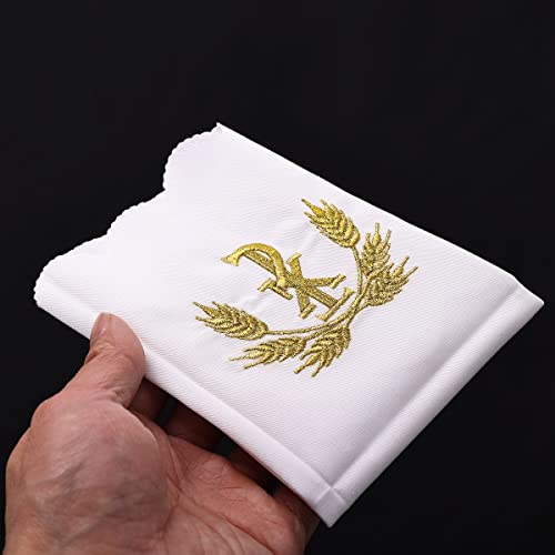 BLESSUME Church Mass Altar Cloth Purificator Cloth Cross Embroidery (White 5) - color: White 5