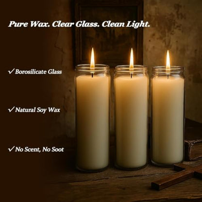 12-Pack of 2x8 Inch White Candles in Glass, Unscented Prayer Candle,Suitable for Various Occasions Such as:Memorials,Religious,Catholicism,Churches,Altars,Vigils,etc.