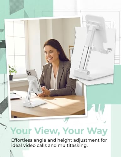 Phone Stand for Desk Cell Phone Holder Stands for iPhones - color: B-White-Silver