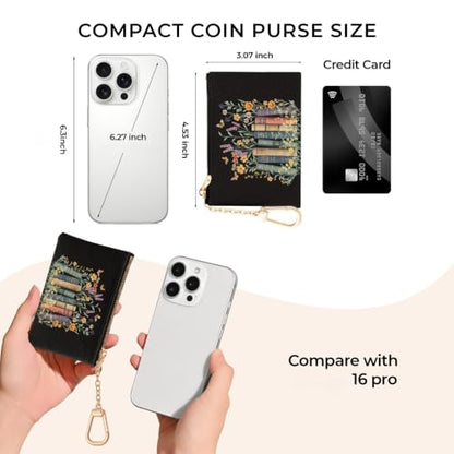 Book Flower Keychain Coin Purse for Women Small Cute Change Pouch - color: Book and Flower
