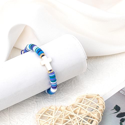 Cute Cross Bracelet Teen Girl Gifts Trendy Stuff Christian Gifts for Kids/Girls/Boys/Teens/Women Jewelry Colorful Jesus Bracelets Christmas Religious Communion Baptism Confirmation Gifts - color: 2-Daughter C