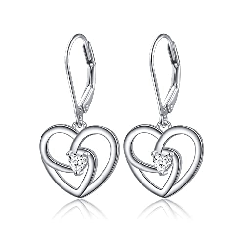 S925 Sterling Silver Heart Dangle Drop Earrings for Women Jewelry Gift - style: Heart CZ