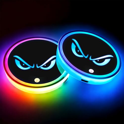 Angry Eyes Car LED Cup Holder Lights Vibration Sensor Cups Coasters - color: Angry Eyes