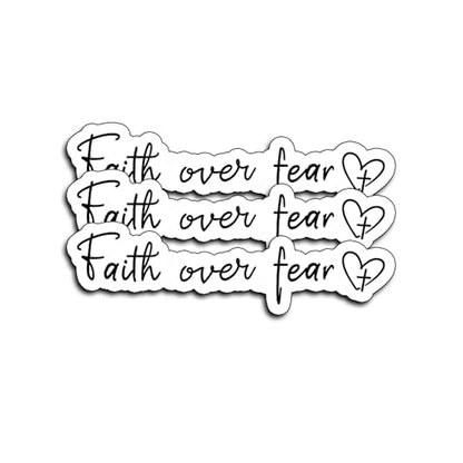 (3Pcs) Faith Over Fear Christian Stickers for Water Bottles Laptops Phone Cases Waterproof Vinyl Summer Camp Bible Verse Stickers, Religious Christian Gifts for Teens Girls and Boys 3x1 Inch