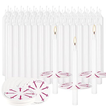 150 Pack 4 Inch White Church Taper Candles with Drip Protectors - color: white-4"150pcs