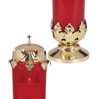 Sanctuary Light Holder with Top, Supplies for Ceremonies, Churches, & Home Altars, Religious Votive Candle Stand, 14 Inches