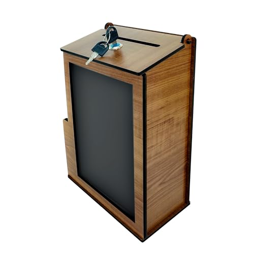 Shumei Lockable Box for Voting Suggestions Opinions and Tips - Wooden, Ideal for Offices Community Centers Bars and Banquet Halls