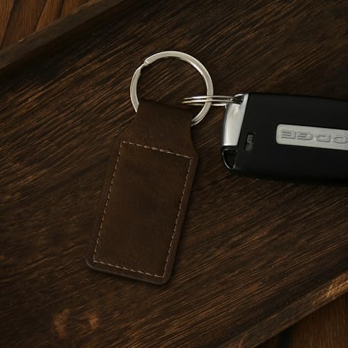 LaserGram Rectangle Keychain, Christian Cross, Personalized Engraving Included - color: Chocolate Brown