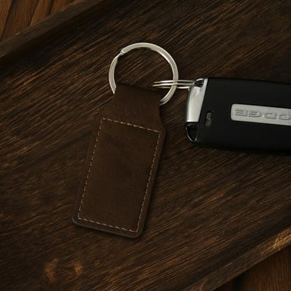 LaserGram Rectangle Keychain, Christian Cross, Personalized Engraving Included - color: Chocolate Brown