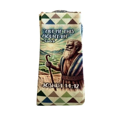 Bible Verse Socks for Men, Christian Scripture Crew Socks, Faith Gift - color: Caleb
