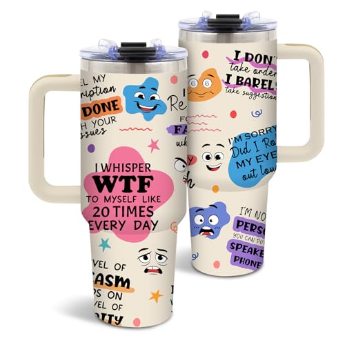 DUUV Colorful Dots Tumbler 40oz, Insulated Sarcastic Gifts for Friend - color: Express Emotions