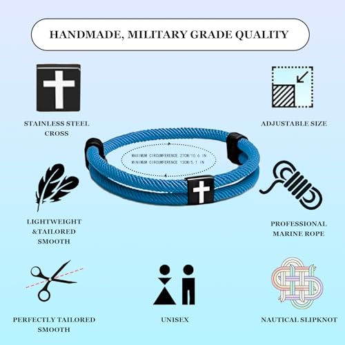 4Pcs WWJD Bracelets, Cross Bracelet for Men, Adjustable Braided Christian Bracelet for Men. Fashion Jesus Bracelets. Christian Gifts for men - color: Red, black, blue, brown