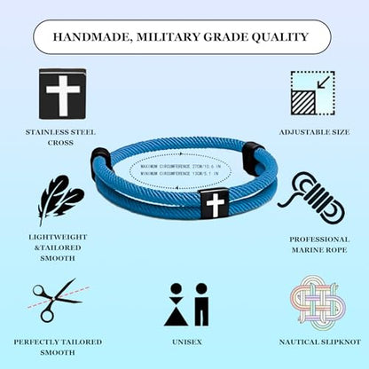 4Pcs WWJD Bracelets, Cross Bracelet for Men, Adjustable Braided Christian Bracelet for Men. Fashion Jesus Bracelets. Christian Gifts for men - color: Red, black, blue, brown