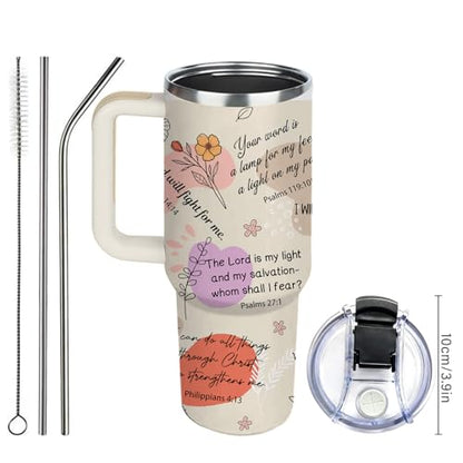Christian Gifts for Women Mothers Day - Faith Bible Verse Gifts Baptism Tumbler - Inspirational Religious Birthday Gift - Catholic Spiritual Christmas Gift Coffee Cup for Mom Girl Friends 40oz - color: Christian