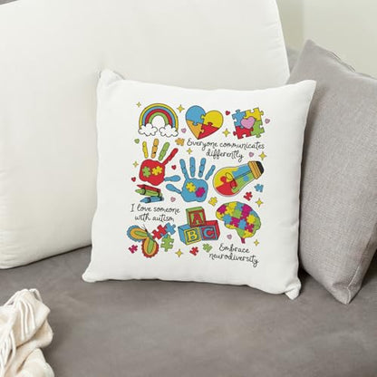 QIYUHOY Autism Awareness Mental Health Throw Pillow Covers, 18x18 Inch - color: 008-motivational