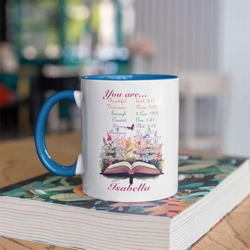 Personalized Name Christian Cup, Customized Mug With Bible Verse Design, Christian Coffee Cup For Women, Custom Christian Bible Accent Mug 11Oz Or 15Oz, Gifts For Jesus Lovers - color: TRI-1223-1145-YOUR ARE MUG
