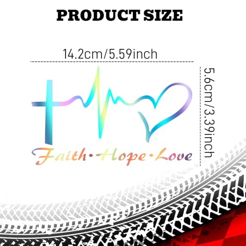 Hope Faith Love Heart Car Decal Stickers, Jesus Cross Sticker, Colorful - color: Colorful