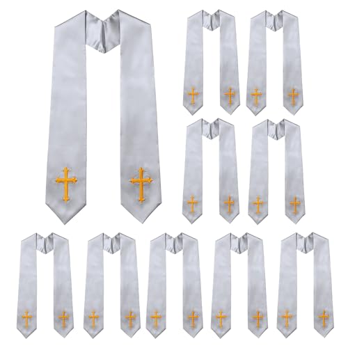 10 PC Clergy Stole & Choir Stole Bulk 60/72" - color: Gray, size: 60 inch