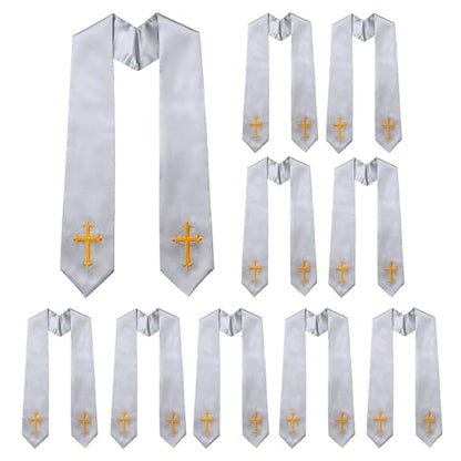 10 PC Clergy Stole & Choir Stole Bulk 60/72" - color: Gray, size: 72 inch