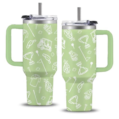 Golf Gift for Men, 40oz Tumbler with Handle & Straw - color: Golf