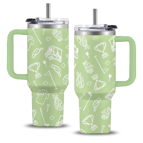 Golf Gift for Men, 40oz Tumbler with Handle & Straw - color: Golf