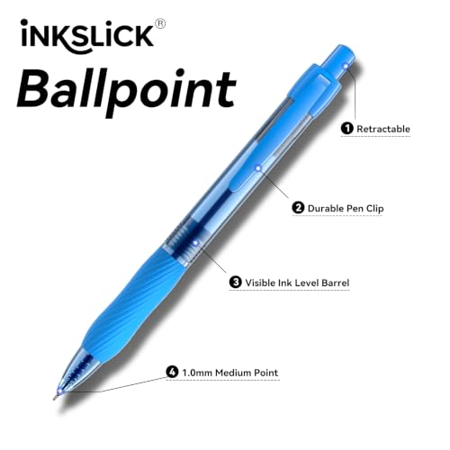 50 Pack Blue Ink Ballpoint Pen with Soft Grip, Bulk Pens 1.0mm - color: Blue
