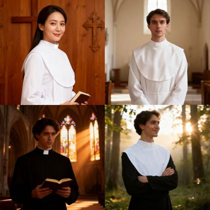 Clergy Tab Collar, Black and White Clerical Bib Collar with Insert White Tab, 2 Pack, Traditional Church Vestment