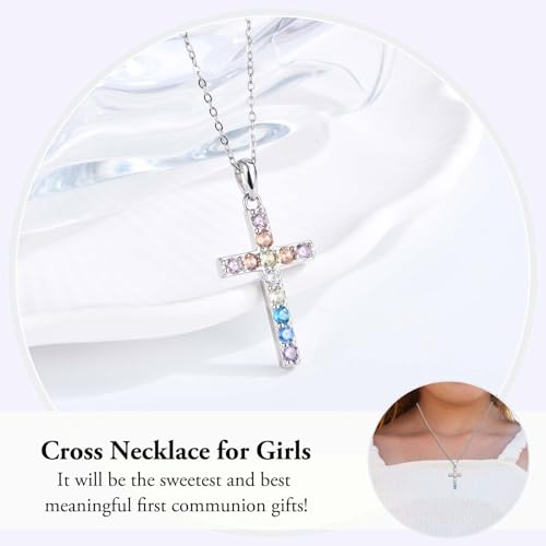 Cross Necklace for Little Girls Catholic Christian Religious Gifts - color: First Communion