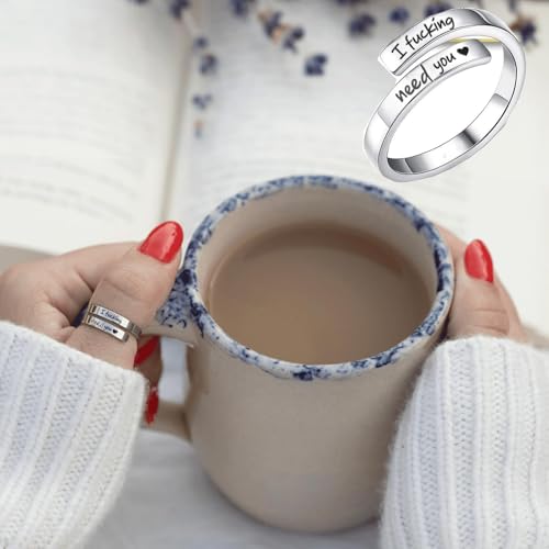 Faith Over Fear Cross Inspirational Rings for Women Daughter, Christian Blessed Hope Love Encouragement Rings Adjustable Open Tiny Purity Wrap Thumb Cross Ring Jewelry Graduation Cocktail Party - color: I fcking need you
