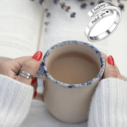 Faith Over Fear Cross Inspirational Rings for Women Daughter, Christian Blessed Hope Love Encouragement Rings Adjustable Open Tiny Purity Wrap Thumb Cross Ring Jewelry Graduation Cocktail Party - color: I fcking need you