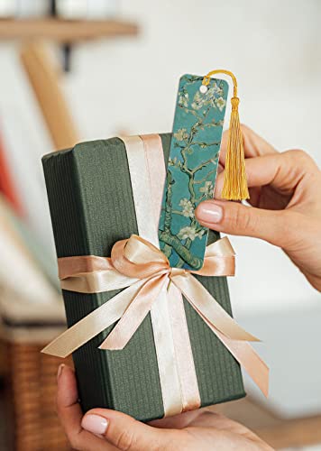 WIRESTER Set of 2 Metal Bookmarks with Light Gold Tassel for Students, Reader, Teachers, Book Lovers - Almond Blossom Van Gogh, Irises Vincent Van Gogh - color: Almond Blossom Van Gogh, Irises Vincent Van Gogh