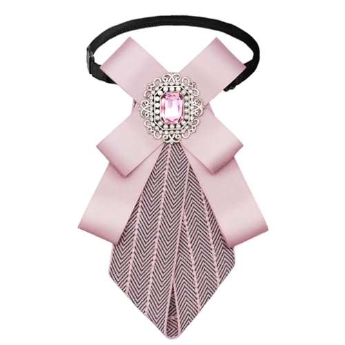 Womens Bow Tie Adjustable Rhinestone Bowtie for Women Ladies Girls Pre-tied Womens Tie for Shirt Suit Uniform - color: Pink-strap-style 3