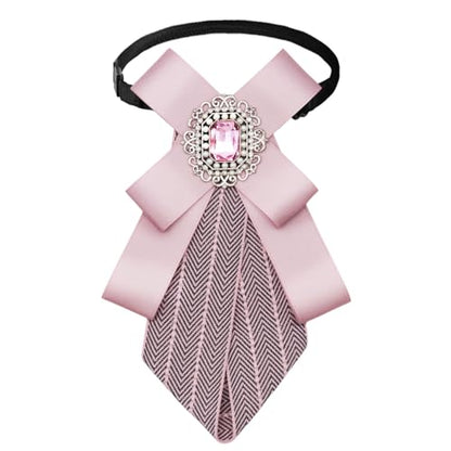 Womens Bow Tie Adjustable Rhinestone Bowtie for Women Ladies Girls Pre-tied Womens Tie for Shirt Suit Uniform - color: Pink-strap-style 3