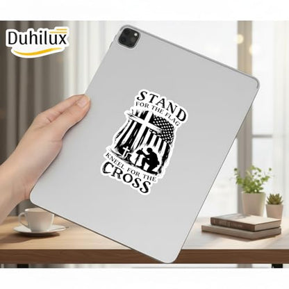 (2PCS Black and White) Stand for The Flag Kneel for The Cross Sticker 5 inch, stickers for trucks, window stickers for trucks, religious car decals, Waterproof Vinyl Decals For Cars, Laptops, Tumblers
