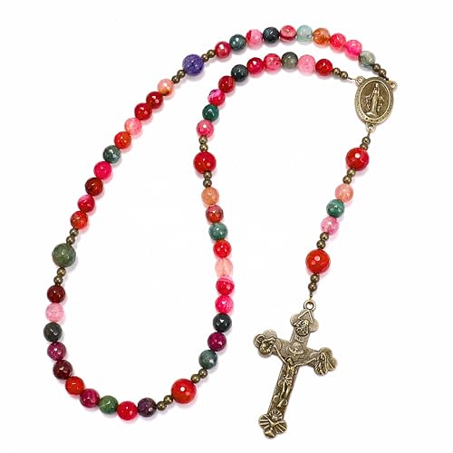 Handmade Catholic Rosary Beads - color: Agates - Multicolor