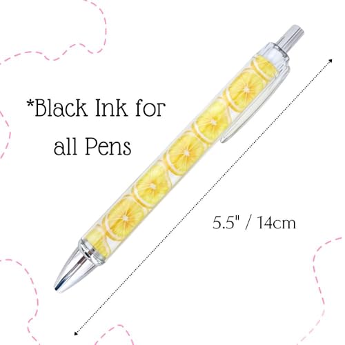 8PC Lemon Pens Kawaii Writing Gel Pen Summer Tropical Fruit Stationery Set Party Favors Decorations Office School Classroom Supplies Yellow Stuff Lemonade Themed Decor Bulk Gifts For Friends Coworkers - style: Lemon