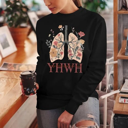 Christian Jesus Sweatshirts for Women YHWH God Bible Verse Sweatshirt Faith Long Sleeve Shirts Religious Pullover - color: Black, size: Large
